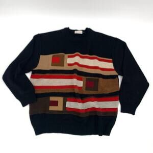 Brocca Vintage 90's Italian Wool Geometric Pull Over Sweater Men's Size XL (56)